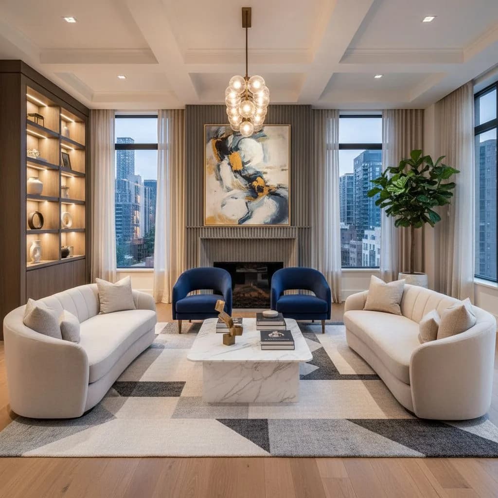 Wohnzimmer Nachher – Modernes Design nach der Verwandlung mit der KI Raumplaner App